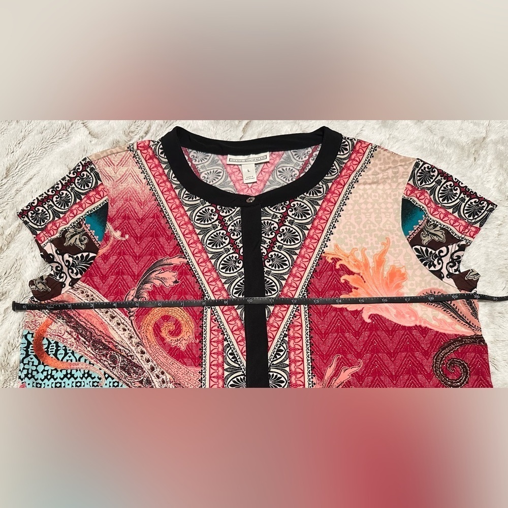 Dana Buchman Bohemian Jacquard Mandarin Collar Blouse - Picture 3 of 9